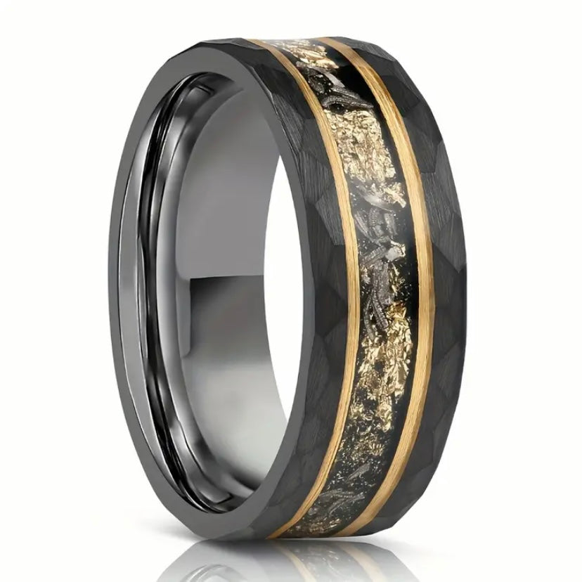Tungsten & Gold Leaf Wedding Ring