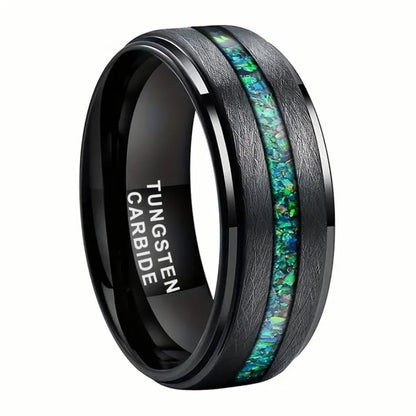 Men’s Tungsten & Opal Inlay Wedding Ring