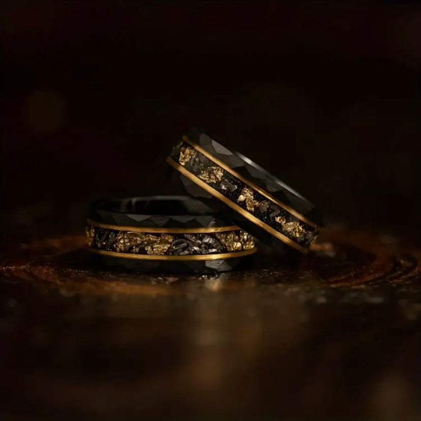 Tungsten & Gold Leaf Wedding Ring