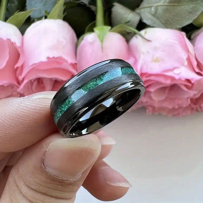 Men’s Tungsten & Opal Inlay Wedding Ring
