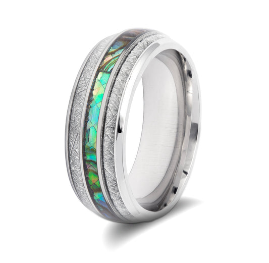 Tungsten & Abalone Ring